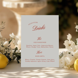 Bebidas Especiais Cardápio de Casamento Vintage Re