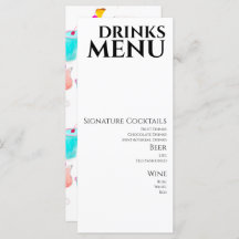 Bebidas Por Aquarela Menu de Casamento de Vinho Co