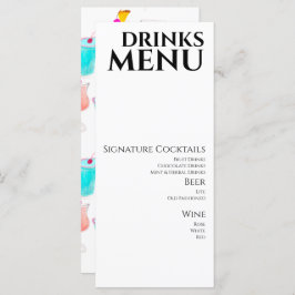 Bebidas Por Aquarela Menu de Casamento de Vinho Co