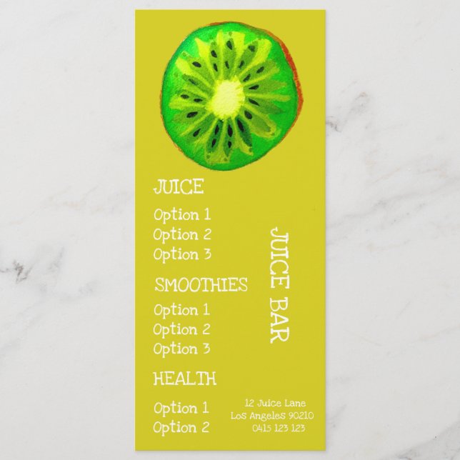 Bebidas saudáveis de suco menu de fruta Kiwi (Frente)