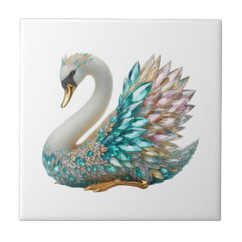 Bedazzled Diamond Swan Gold Crystal Bling