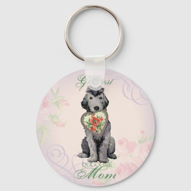 Bedlington Terrier Heart Mãe Chaveiro (Frente)