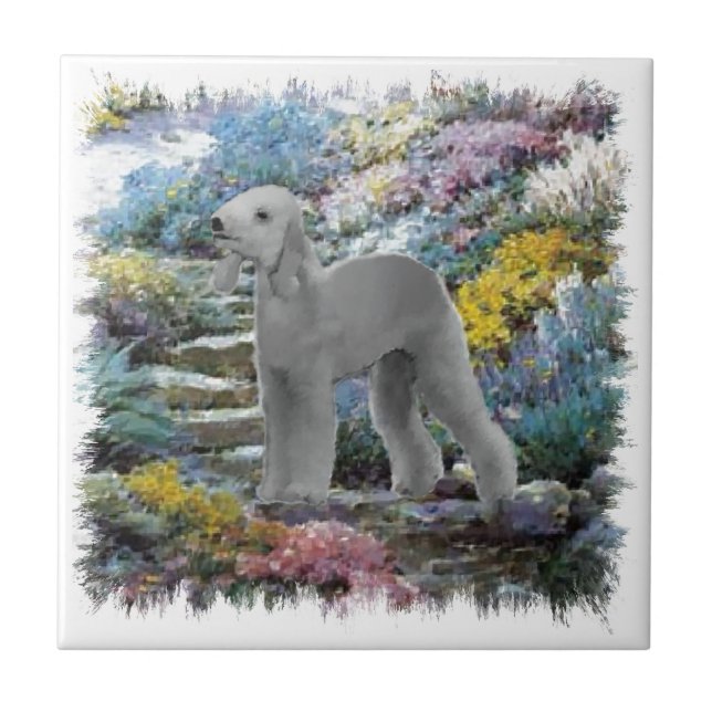 Bedlington Terrier Summer Garden Art (Frente)