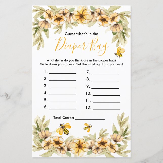 Bee Baby Adivinha O que há no jogo da Fralda? (Frente)