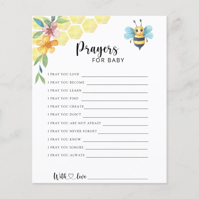 Bee floral - Jogo de festa | oração para o bebê (Frente)
