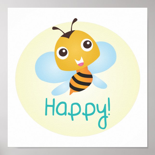 Bee Happy Baby Impressão (Frente)