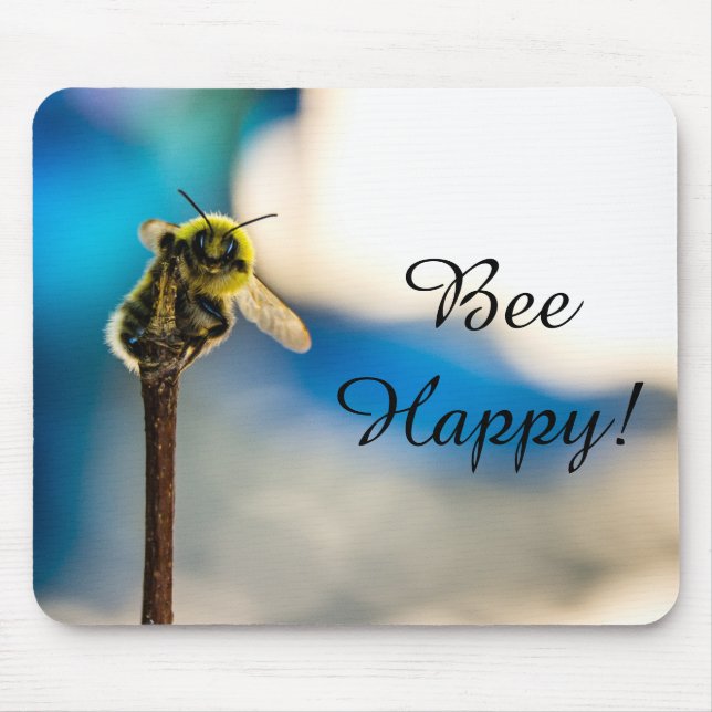 Bee Happy Bumblebee Mousepad (Frente)