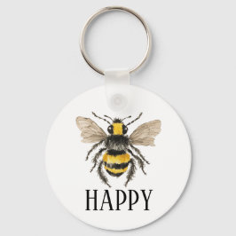Bee Happy Honey Bee Chaveiro
