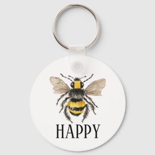 Bee Happy Honey Bee Chaveiro