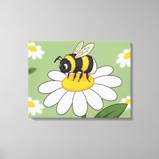 Bee on a white daisy canvas print (Frente)