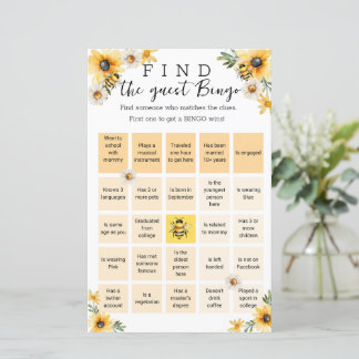 Bee Yellow Flars Chá de fraldas bingo