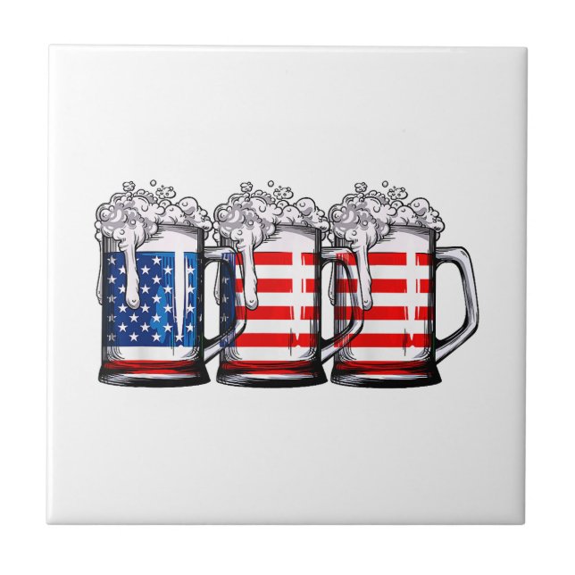 Beer American Flag 4 de julho Men Merica Dr. (Frente)