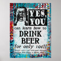 Beer Beer Poster - Engraçado Anúncio Vintage