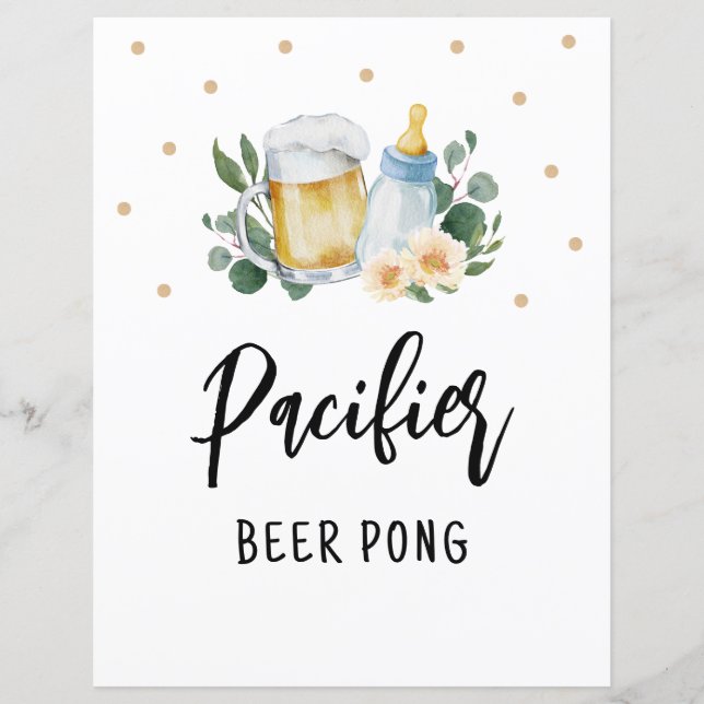 Beer Pacifier Pong Game Baby Está A Comer Greenery (Frente)