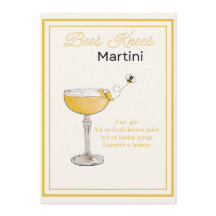 Bees Editáveis Knees Martini Cartão de Receita