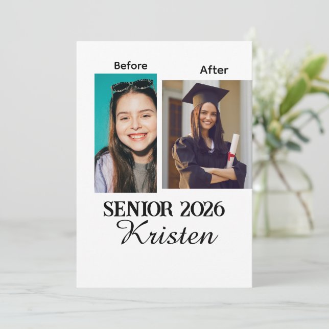 Before and after photo personalized graduation  (Em pé/Frente)
