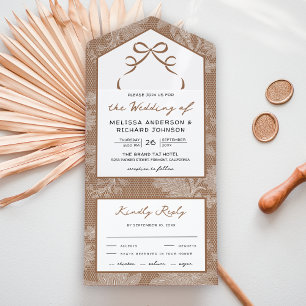 Bege Bege Branco Renda Coquete Laço Casamento
