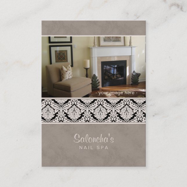 Bege do modelo do damasco do cartão de visita dos (Frente)