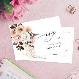 Bege e Rosa Beije Rustico com RSVP de Refeição