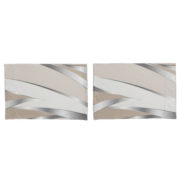 Bege moderno, branco e prata abstrato  (Frente - conjunto)