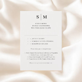 Bege Monogram RSVP Clássico de Casamento