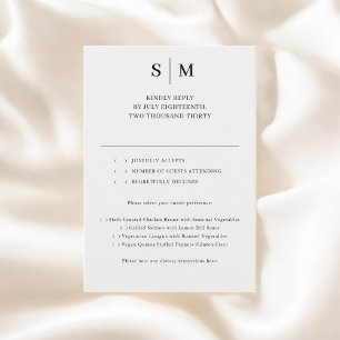 Bege Monogram RSVP Clássico de Casamento