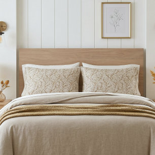 Bege Neutro Dourado Folha Botânica William Morris