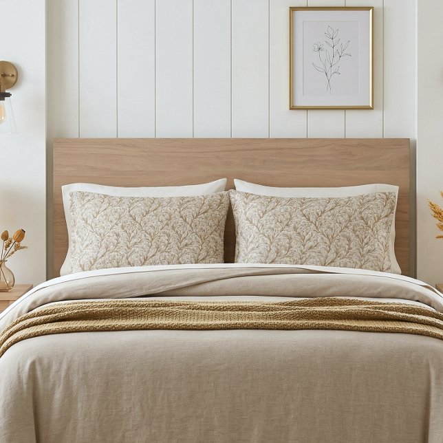 Bege Neutro Dourado Folha Botânica William Morris (Criador carregado)