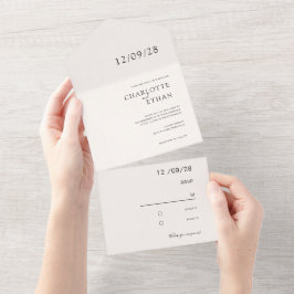 bege simples, elegante, tudo em um convite