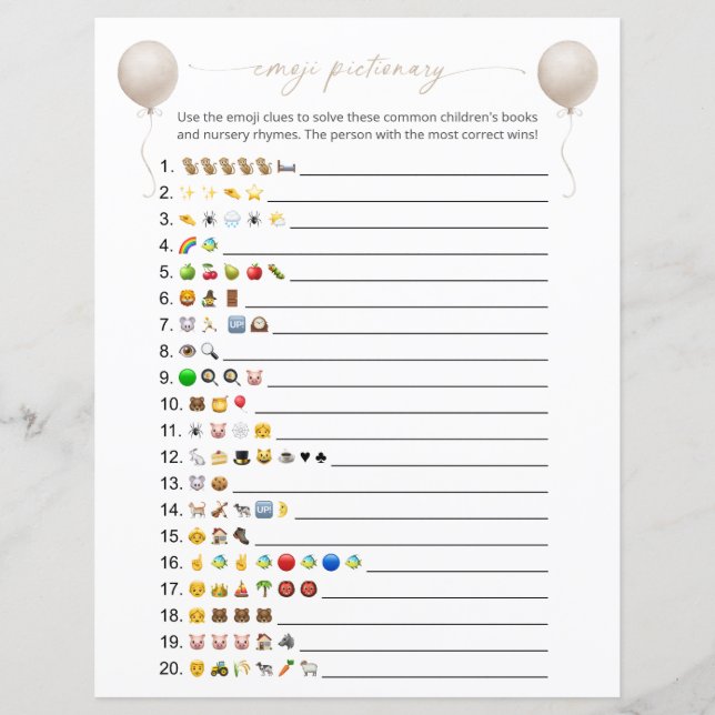 Beige Balloon Emoji Books - Jogo de Chá de fraldas (Frente)