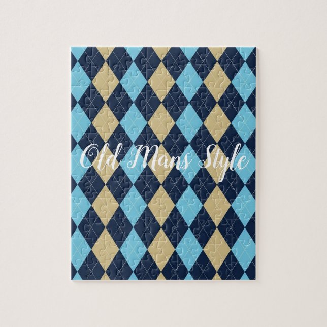 Beige Blue Xadrez Jigsee Quebra-cabeça Daisy (Vertical)