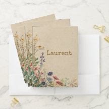 Beige Border Rustic Boho Wildflower