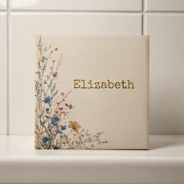 Beige Border Rustic Boho Wildflower