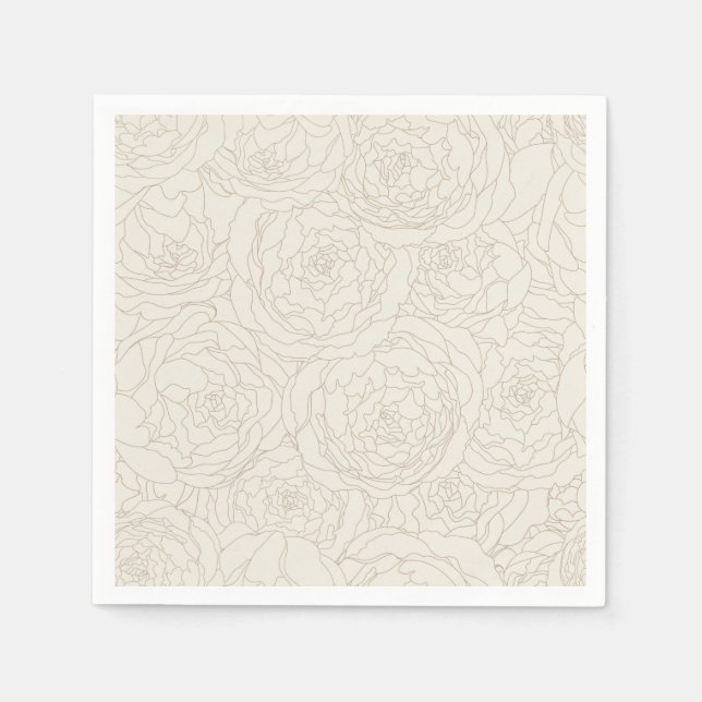 Beige Brown elegant rosas guardanapos de casamento (Frente)