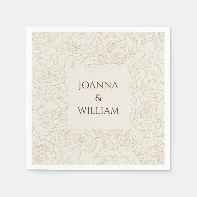 Beige Brown elegante guardanapos de casamento pers (Frente)