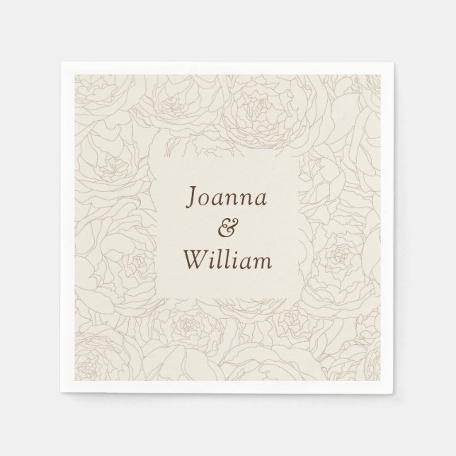 Beige Brown elegante guardanapos de casamento pers (Frente)