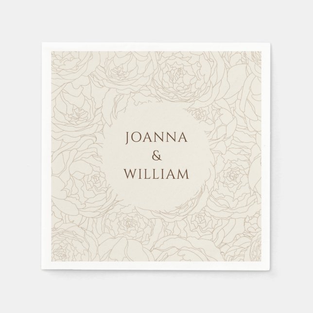 Beige Brown elegante guardanapos de casamento pers (Frente)