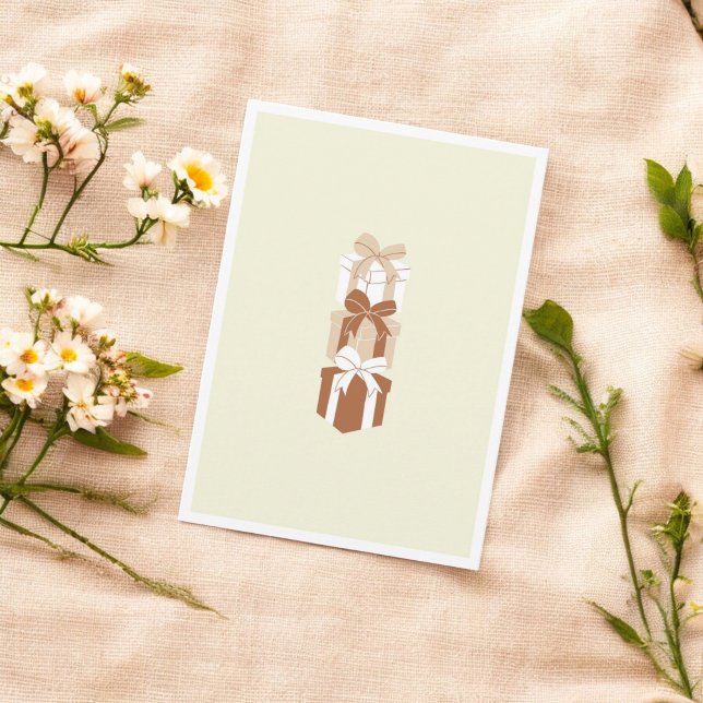 Beige Brown Holiday Gift Box Cartão de Elegância F (Criador carregado)