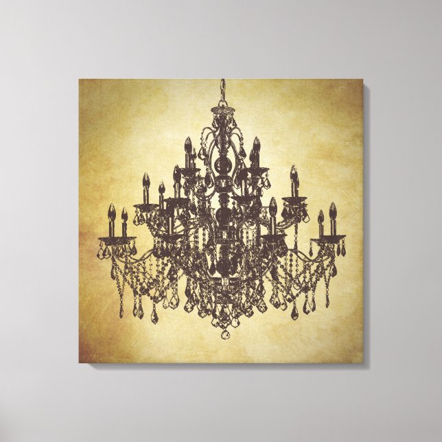 Beige Brown Vintage Chandelier Canvas (Frente)
