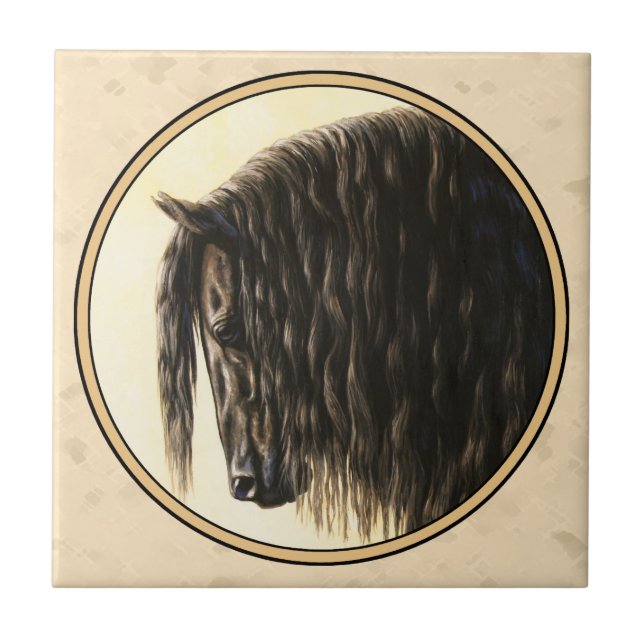 Beige de Cavalo Frísia Negro (Frente)