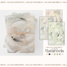 Beige Green Gray Abstract  Collage 