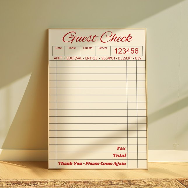 Beige Guest Check Aestic Wall Art Poster (Criador carregado)