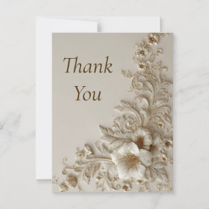 Beige & Ivory Floral Cartões de agradecimentos