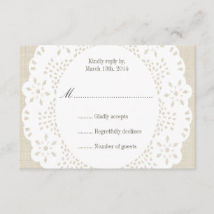 Beige Linen & Lace Doilie : Placa RSVP