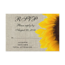 Beige Linen Sunflower Rustic Weding RSVP