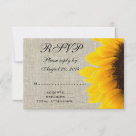 Beige Linen Sunflower Rustic Weding RSVP