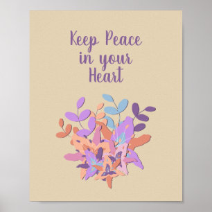 Beige "Mantenha a paz no seu coração" Poster Flo
