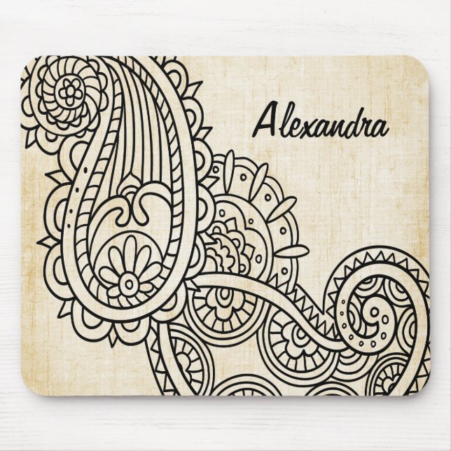Beige Mehndi Motif Mousepad (Frente)