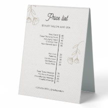 Beige Minimalist Beauty Salon Price List