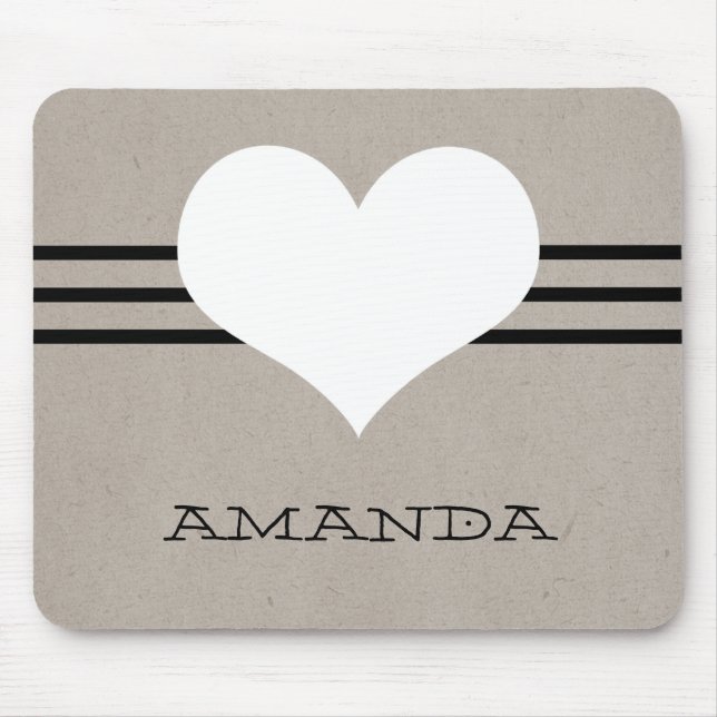 Beige Modern Heart Mousepad (Frente)